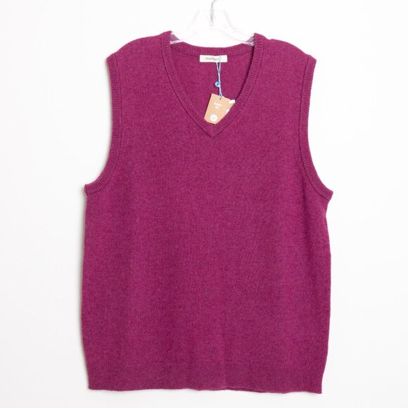Woolovers Sweater Vest 100% Wool Plum Purple V Neck Mens Large Unisex - Picture 1 of 12